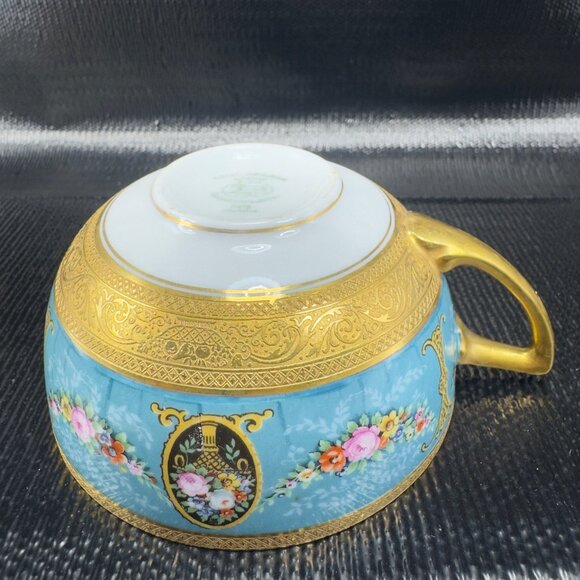 Black Knight Porcelain Fine Bone China Teacup Saucer Set Heavy Gold Pattern READ - Picture 9 of 11